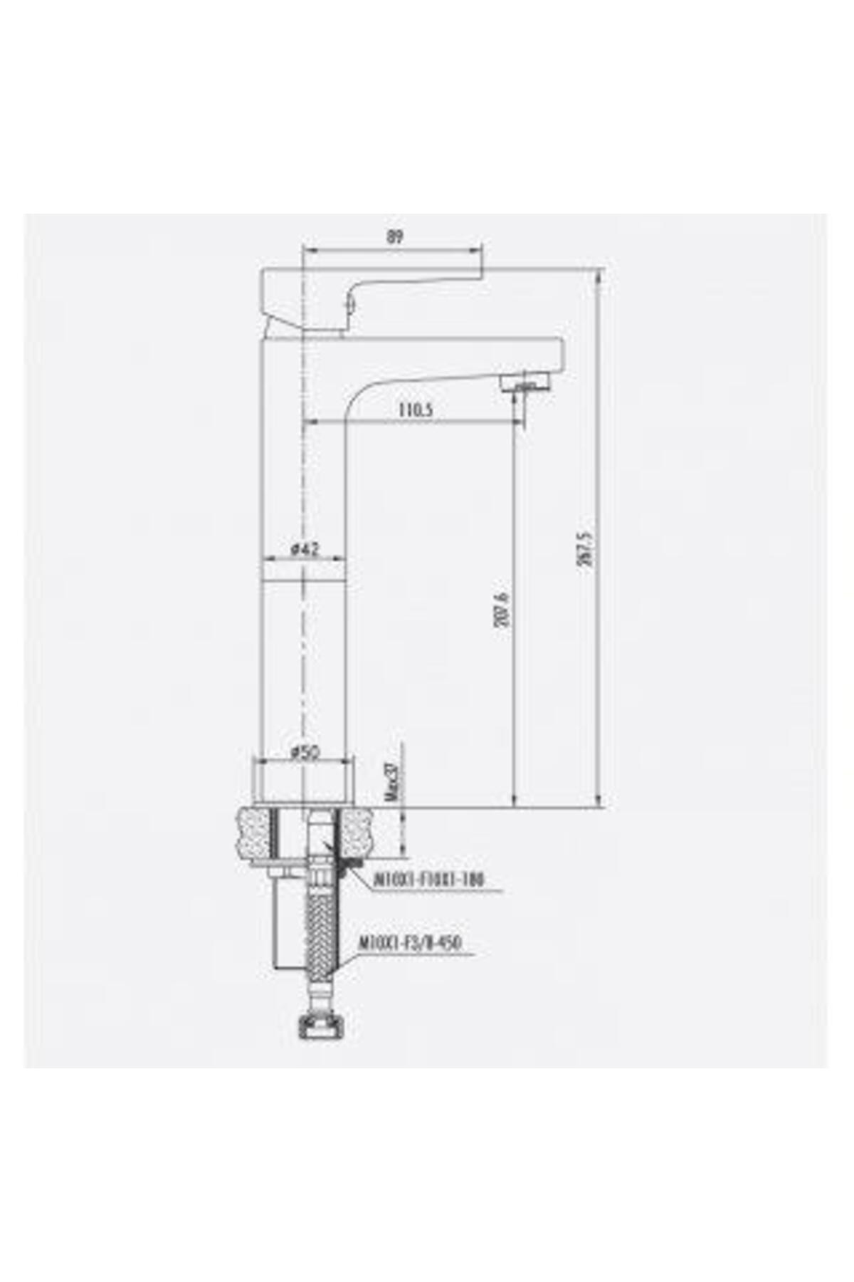SR6500S Sharp Uzun Lavabo Bataryası - Mat Siyah