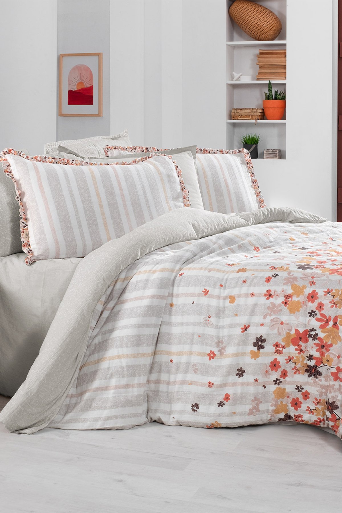 Catalina Bej Tek Kişilik %100 Pamuk Mood Comfort Müslin Nevresim Takımı