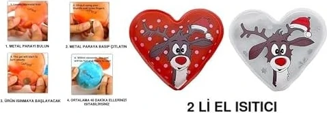 Bosphorus Homi Kalpli Geyikli Cep Sobası,el Isıtıcı,2 Adet Sıcak Su Torbası Pvc 9cm