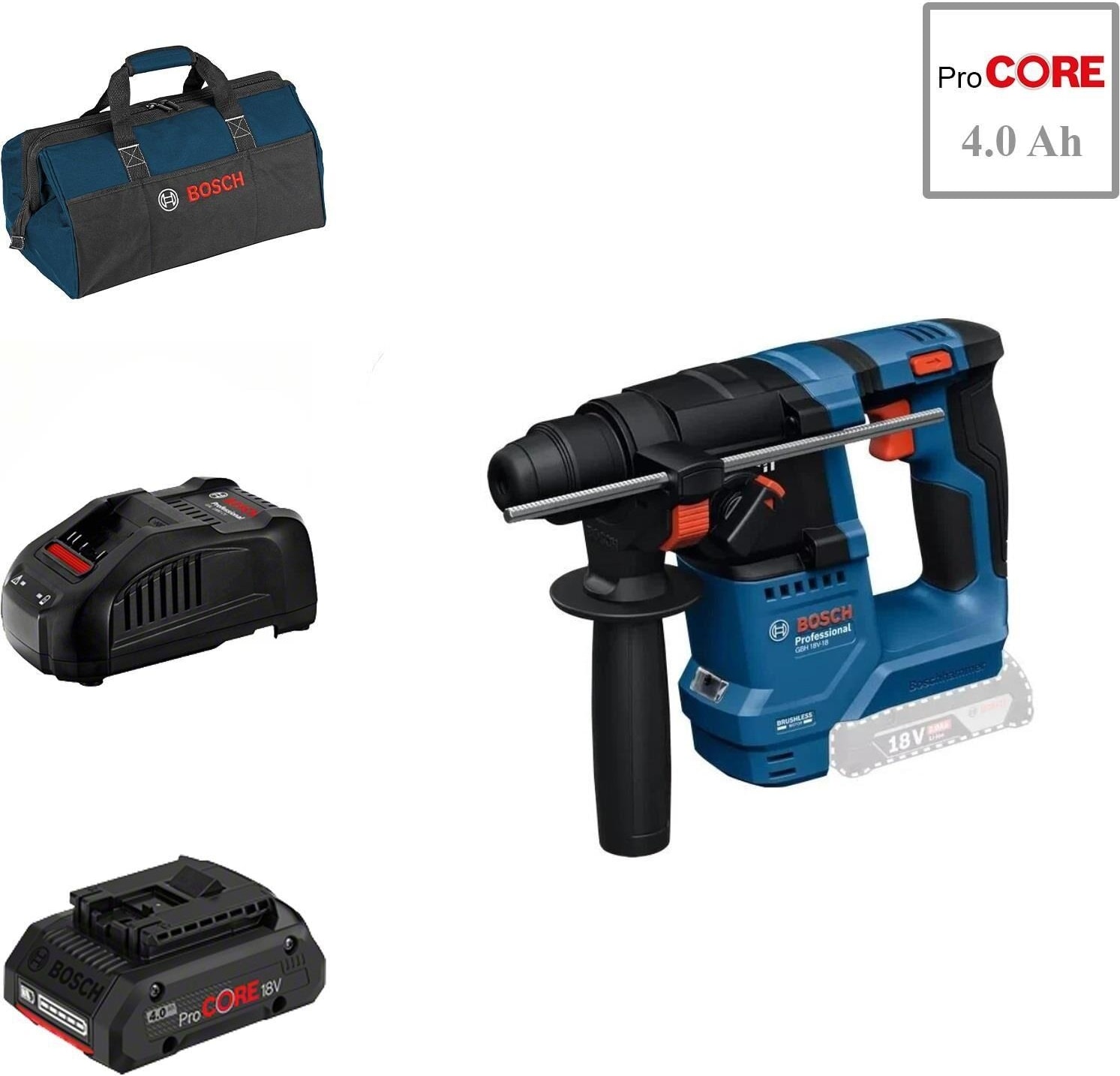 Gbh 18V-18 1x4 Ah Procore Akülü Sds Plus Delici Bez Çantalı