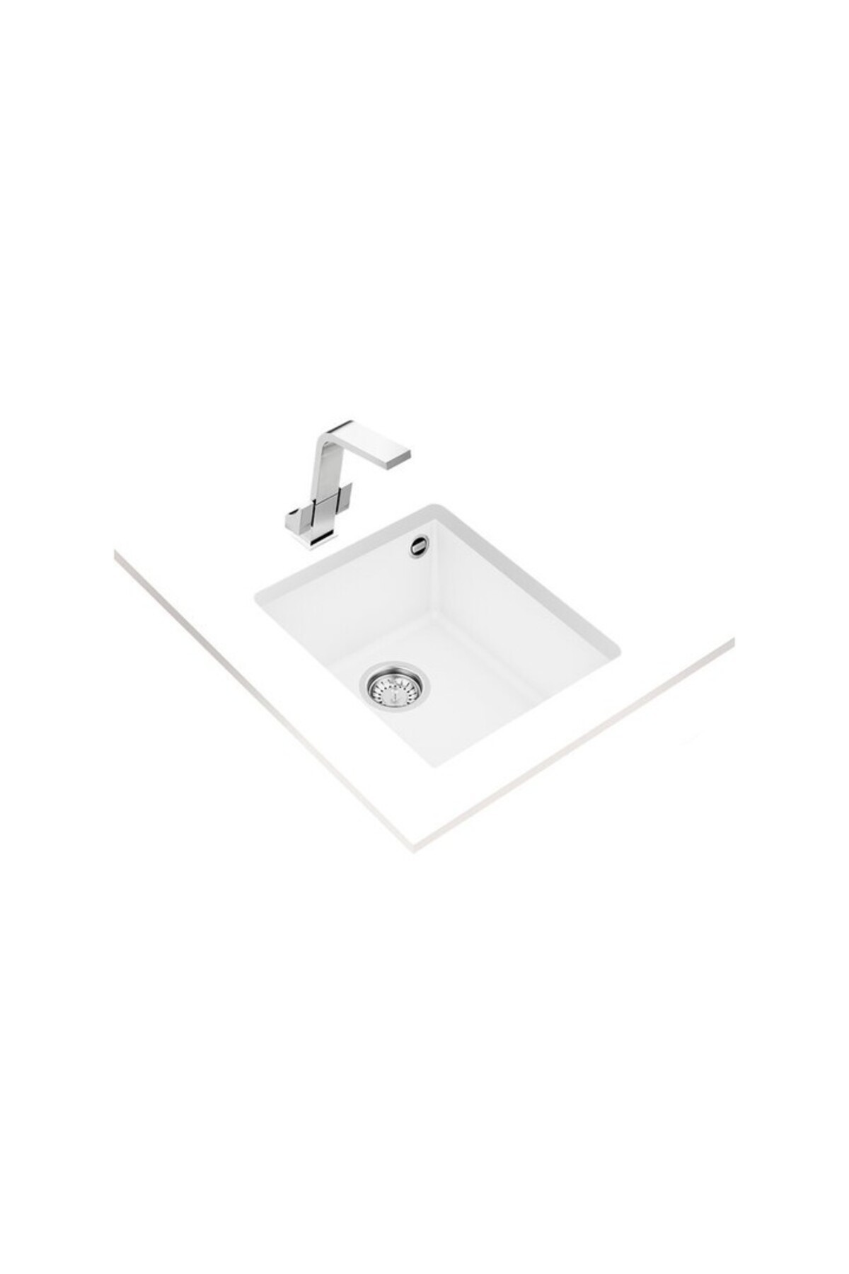 Square 34.40 Tezgah Altı Artic Beyaz Granit Evye