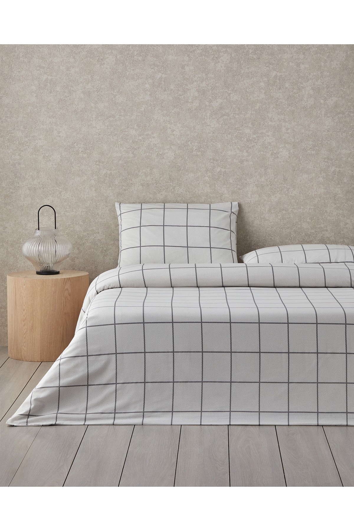 Plaid Wave Kolay Ütülenir Çift Kişilik Nevresim Takımı 200x220 cm Gri