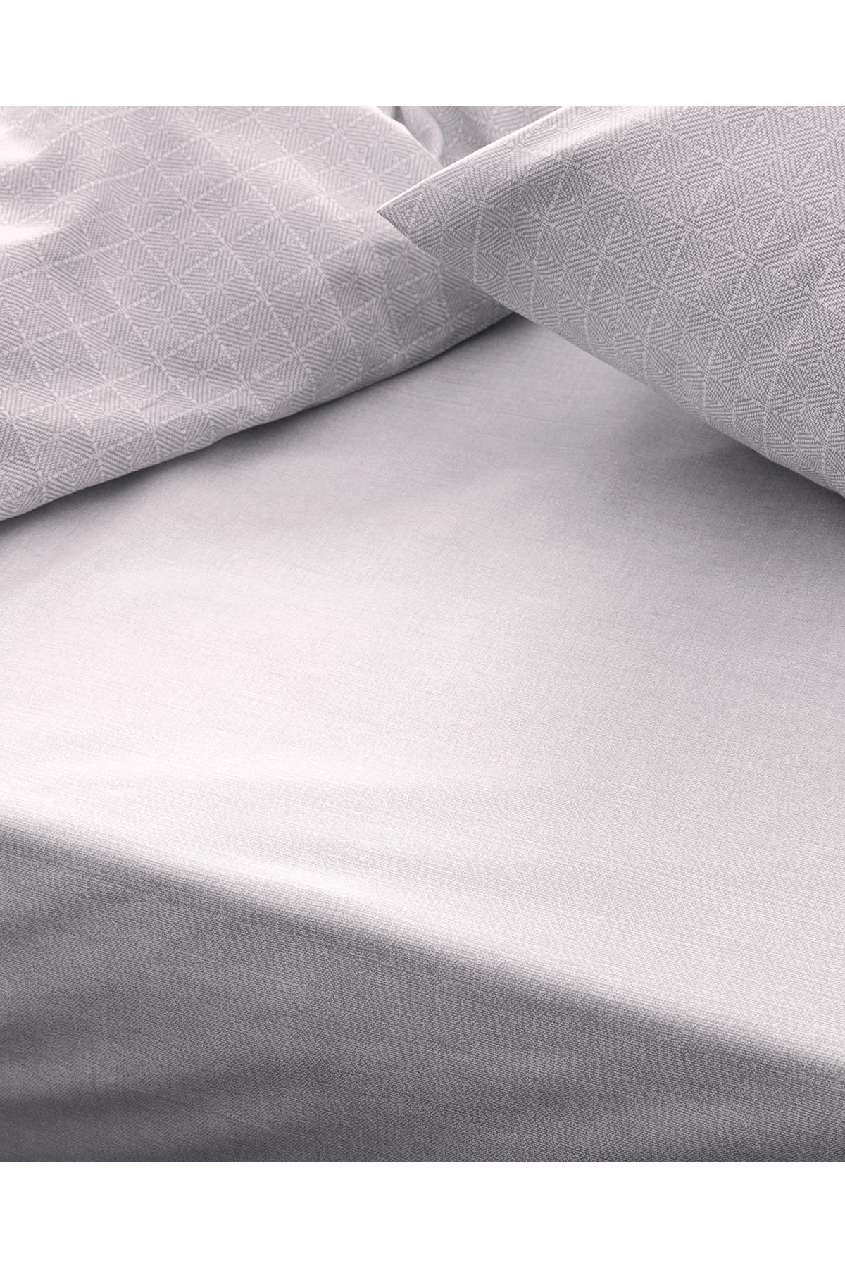 Odette King Size %100 Pamuk Ranforce Baskılı Nevresim Takımı - Gri