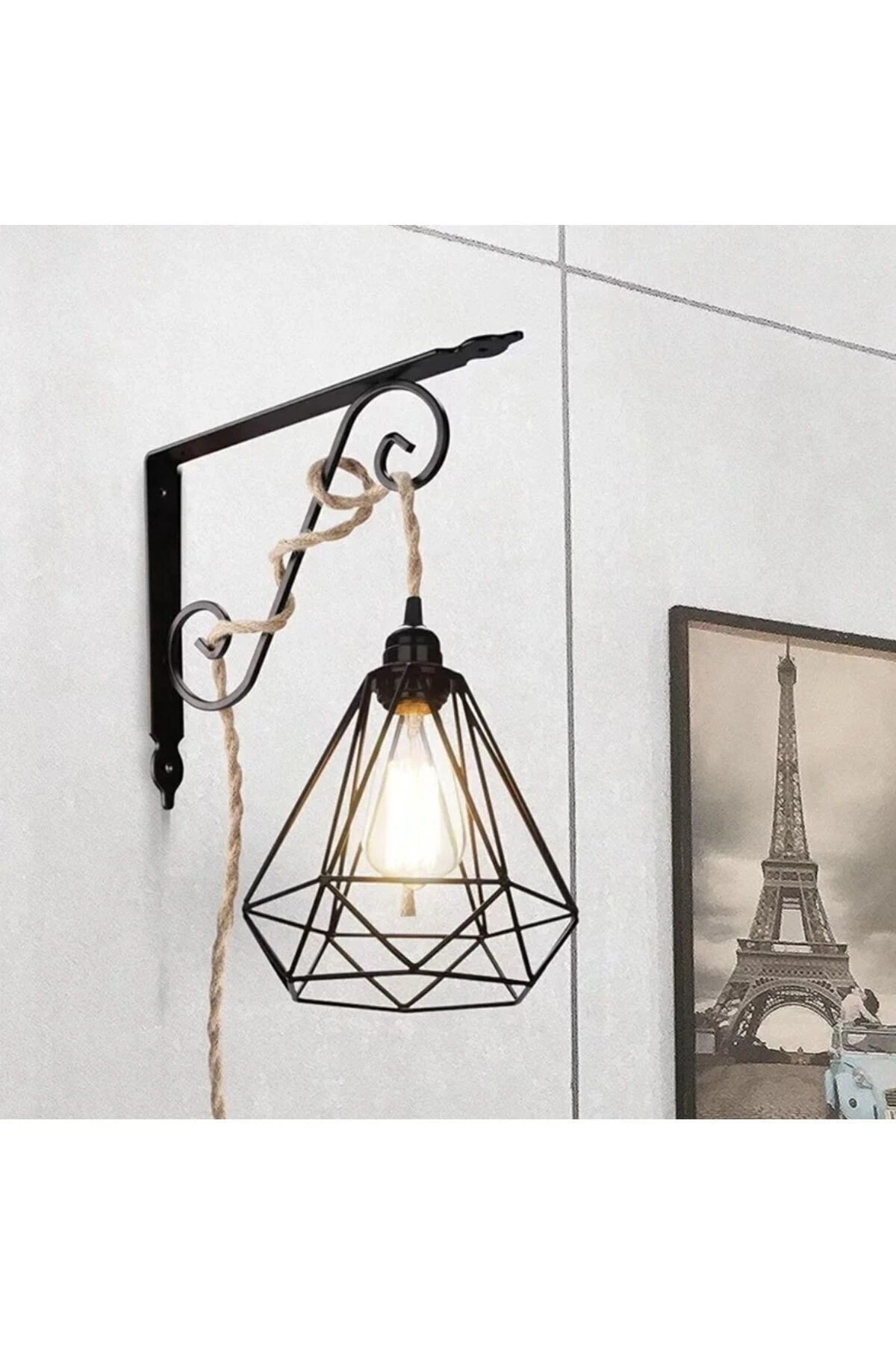 Jüt Halat Sarkıt Avize Anahtarlı Duy 3mt Bronz Rengi ( AMPUL DAHiL)