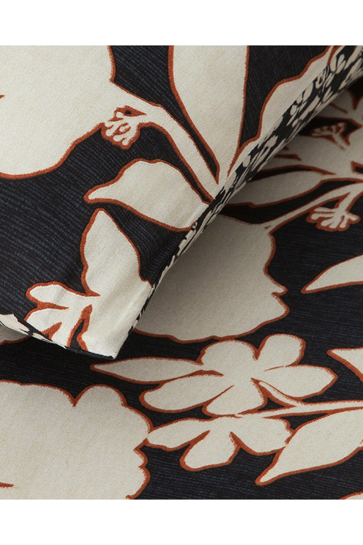 Grandiflora Dijital Baskılı Soft Cotton Çift Kişilik Nevresim Seti Antrasit- Terracotta