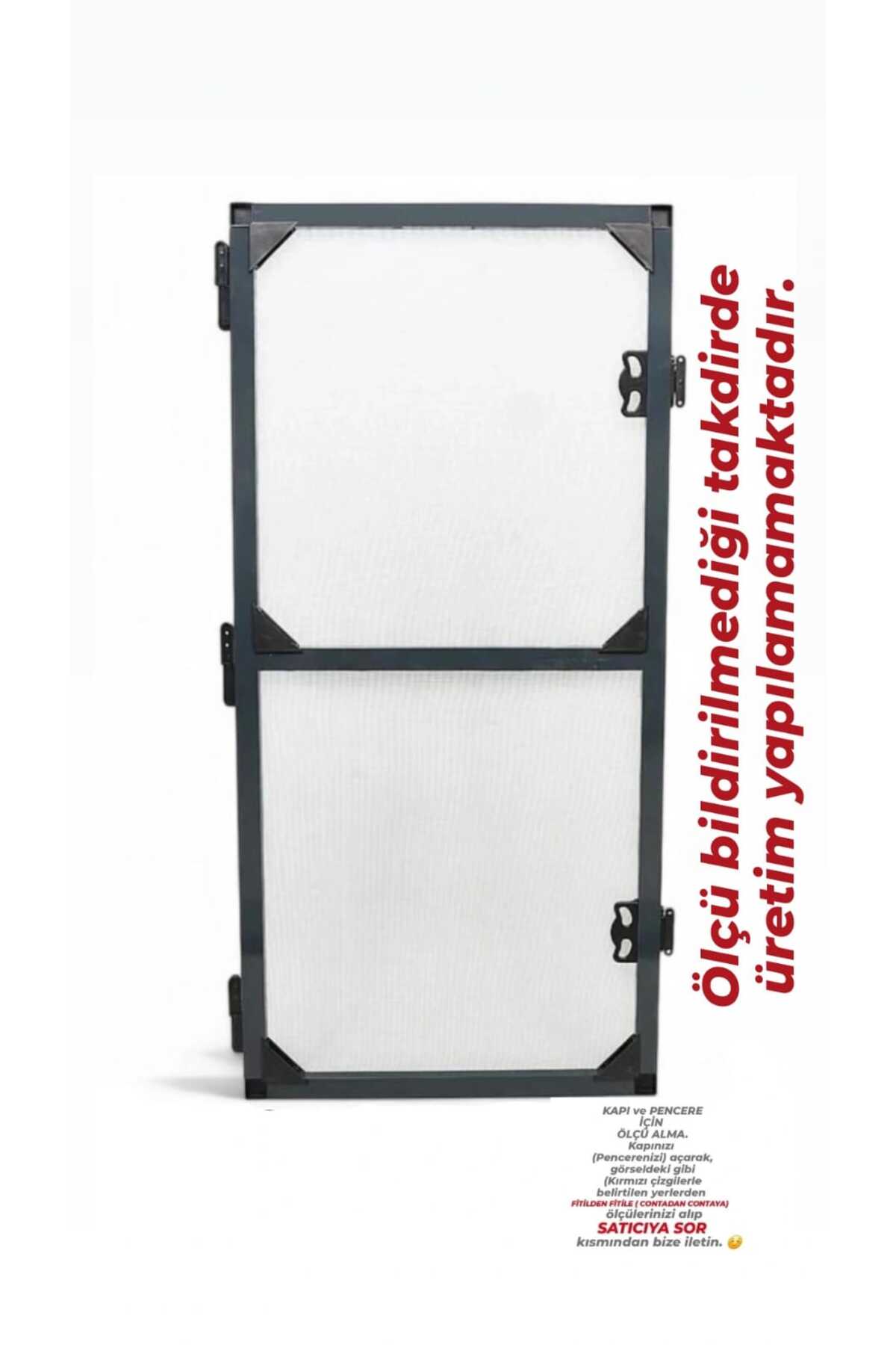 MENTEŞELİ ANTRASİT GRİ RENK PENCERE- KAPI SİNEKLİĞİ ( 210 - 230 X  30 - 80 )