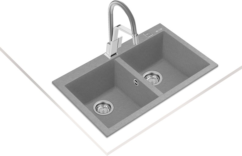 FORSQUARE 790 TG STONE GREY Ankastre Kumanda Sifonlu Granit Eviye Gri 79 cm 115260015