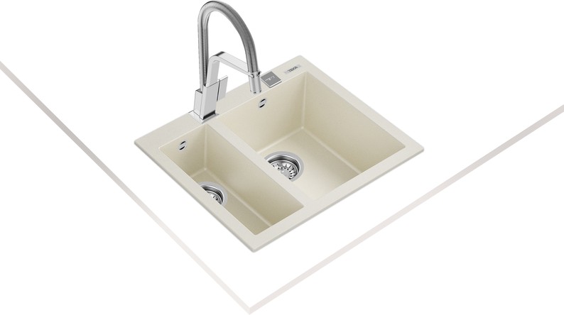 FORSQUARE 590 TG BRIGHT CREAM Ankastre Kumanda Sifonlu Granit Eviye Krem 59 cm 115260022