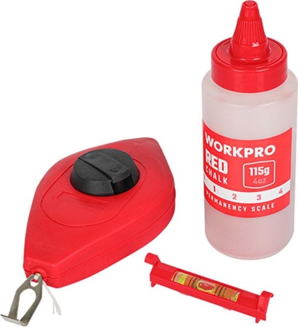 WP329019 Çizim İpi Seti 115 Gr Kırmızı Çizim İpi Boyası + Mini Su Terazisi + 30 m Çizim İpi