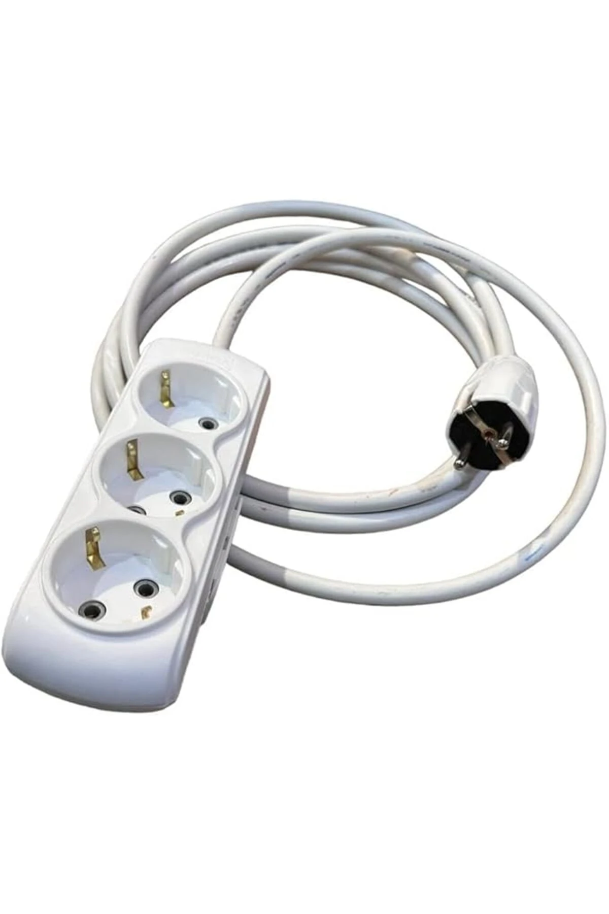 Grup Priz 3x2.5mm TTR Beyaz Topraklı Kauçuk Seyyar Uzatma Kablosu (3 METRE)
