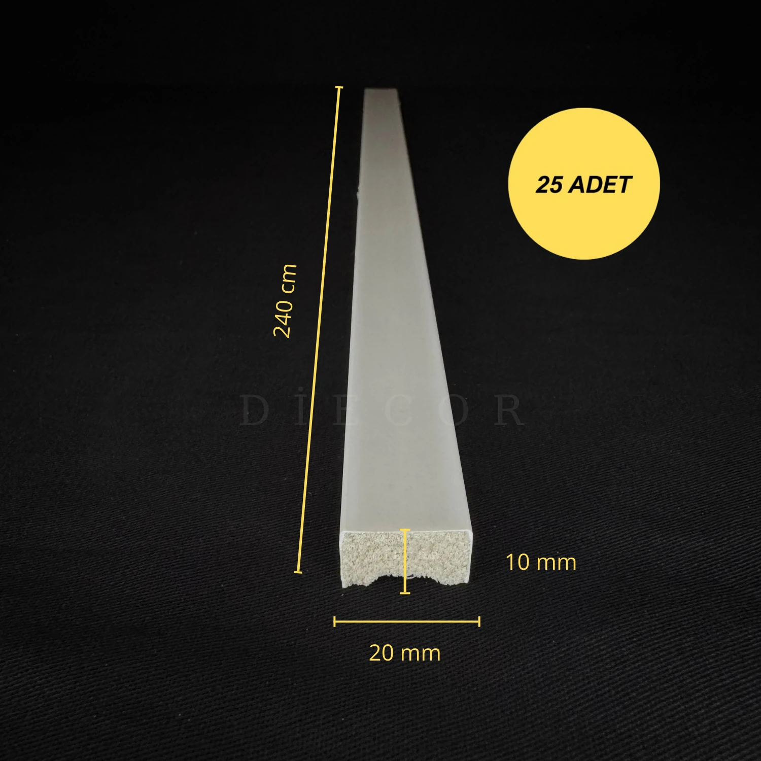 Dekoratif Boyanabilir 25 Adet 2 cm Polistren Duvar Çıtası