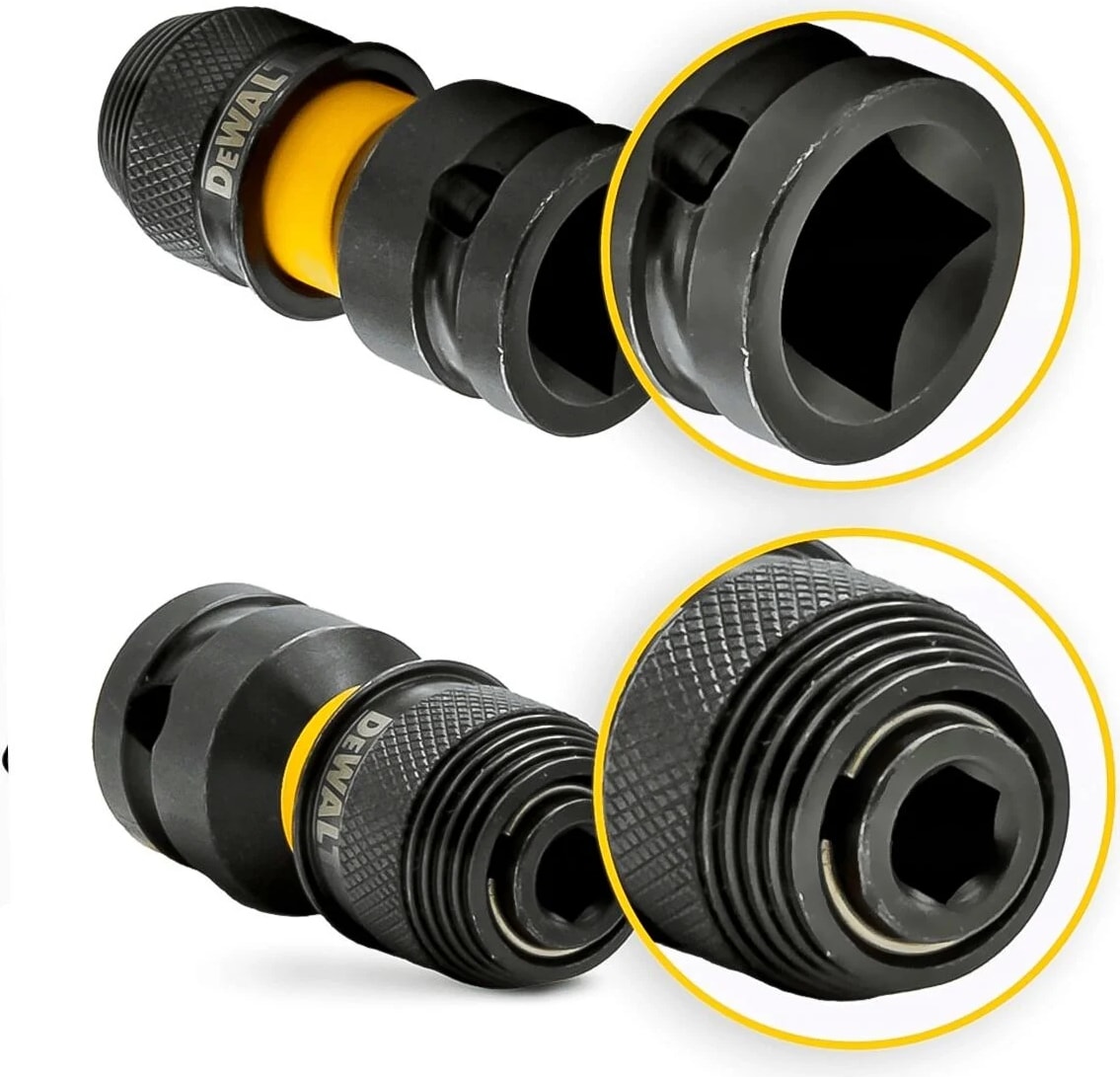 DT7508-QZ 1/4'' Hex ile 1/2'' Kare Darbeli Anahtar Adaptörü