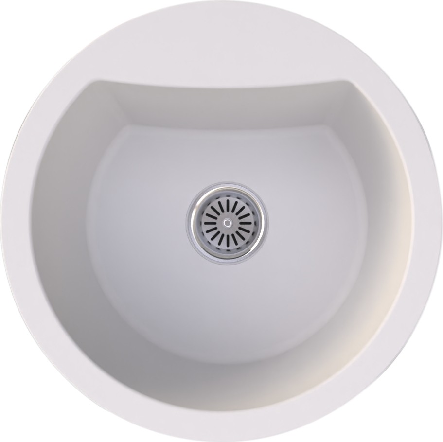 Beyaz Tek Göz Oval50cm Çapında T,Üstü Granıt Evye Gr50cx