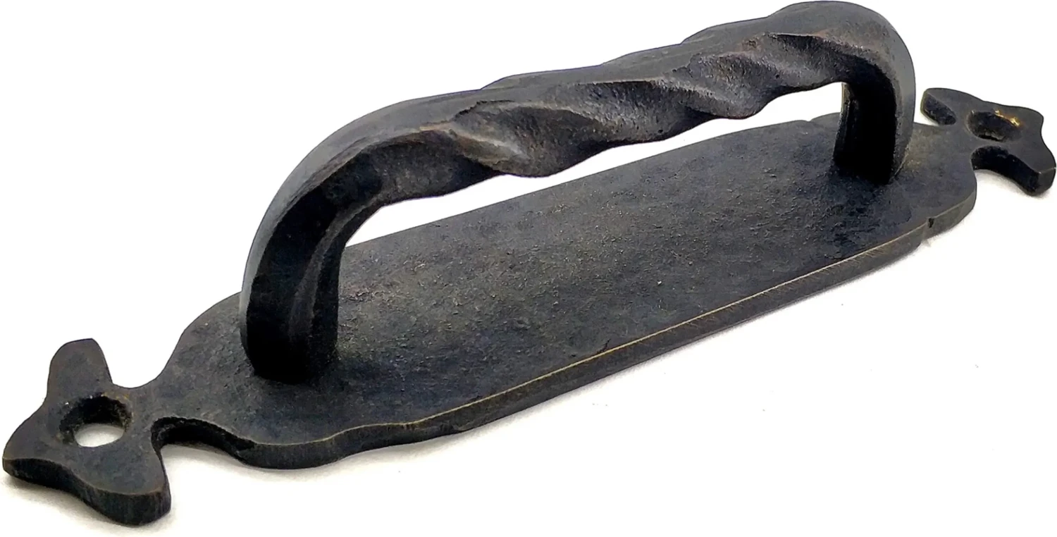 Antika Tarz Dekoratif Pirinç Burgulu Çekme Kol - 148X33 Mm, Oksit