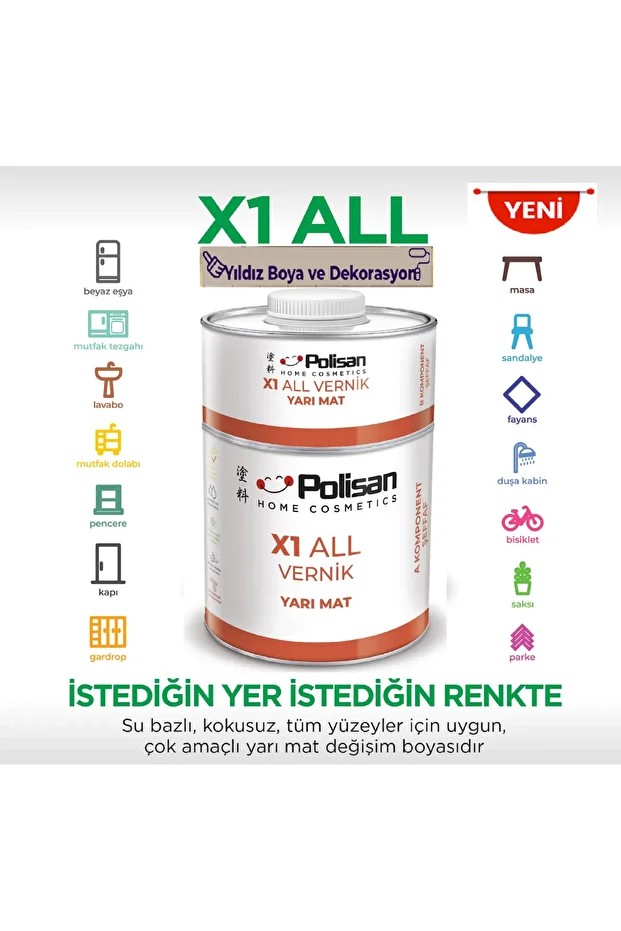 X1 All Vernik Şeffaf Yarı Mat  600G