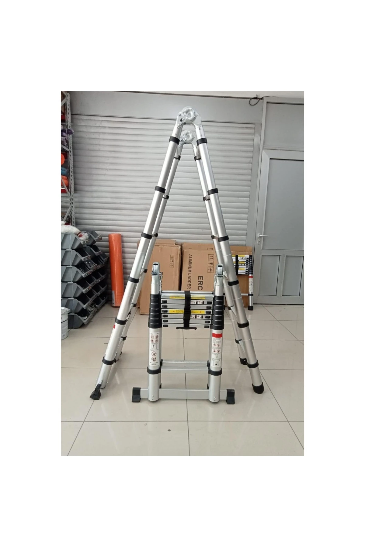 (2.2 2.2) 4.4 Metre 7 7 Basamak 14 Basamak Çift Yönlü Alüminyum Teleskopik Merdiven