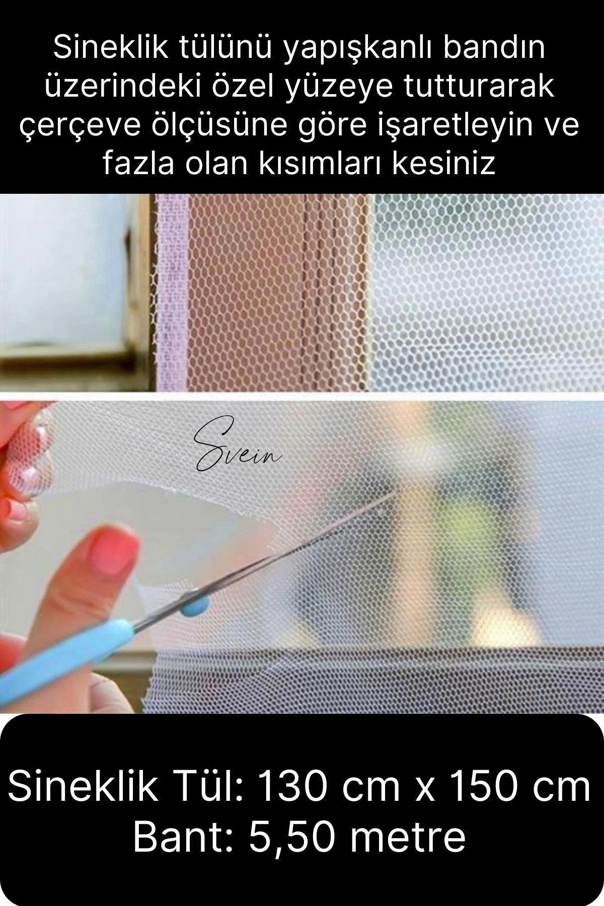 4 Adet Pratik Cam Pencere Kapı Uyumlu Çift Kanat Yırtılmaz Dayanıklı Kendinden Yapışkanlı Sineklik