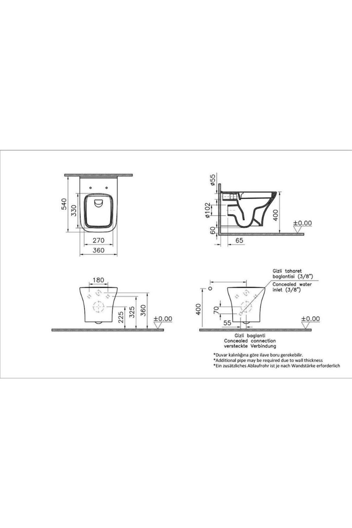 Smooth Flush 54 cm Zentrum Square Asma Klozet 7485L003-0090