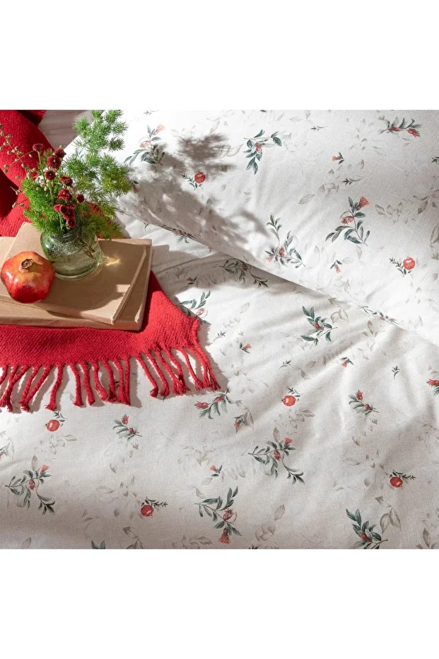 Allday Blossom Pamuk Saten Çift Kişilik Nevresim Takımı Yeşil