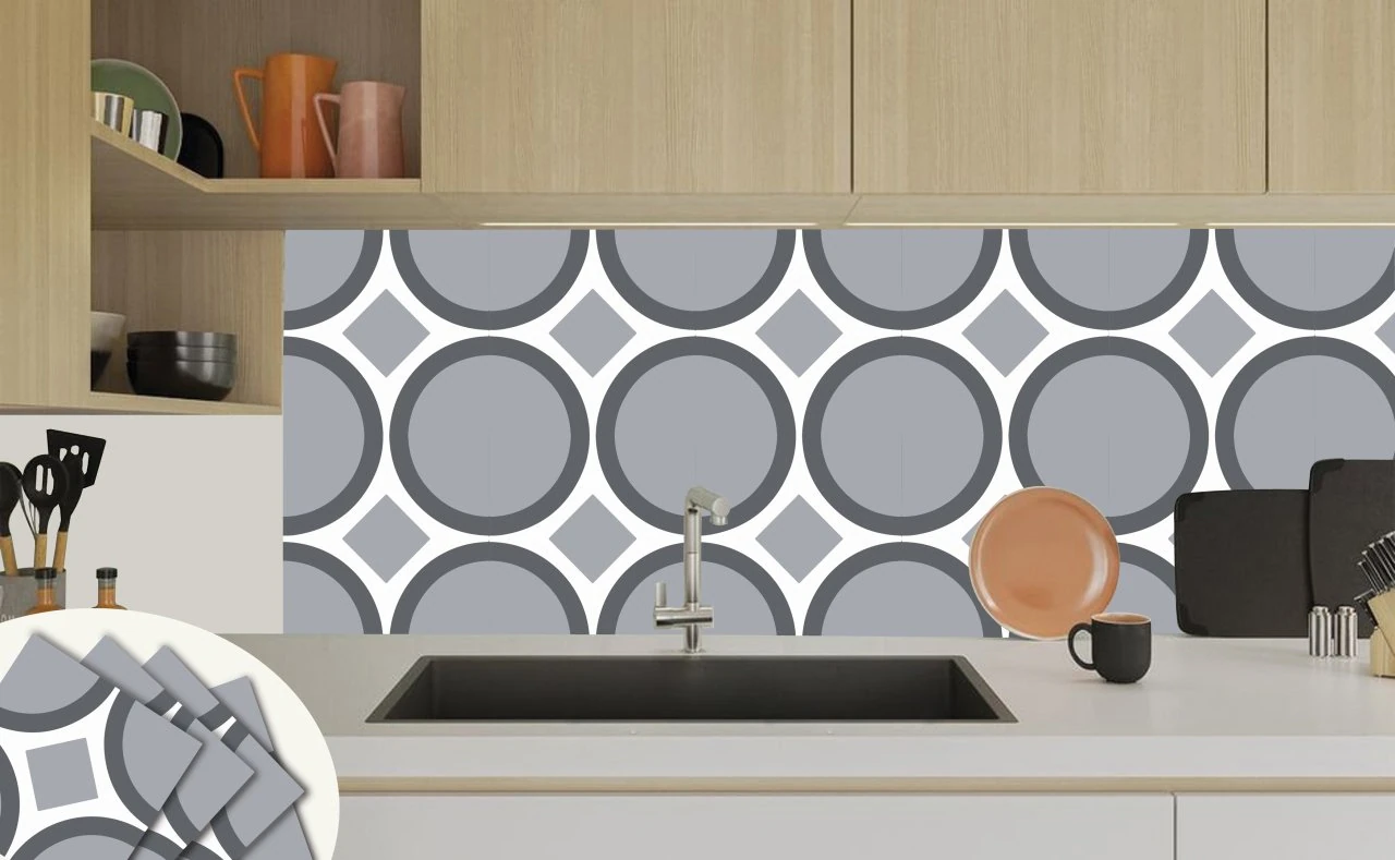 Kendinden Yapışkanlı Geometrik 08 Desenli Pvc Karo 30X30 cm (33 Adet) 3m2