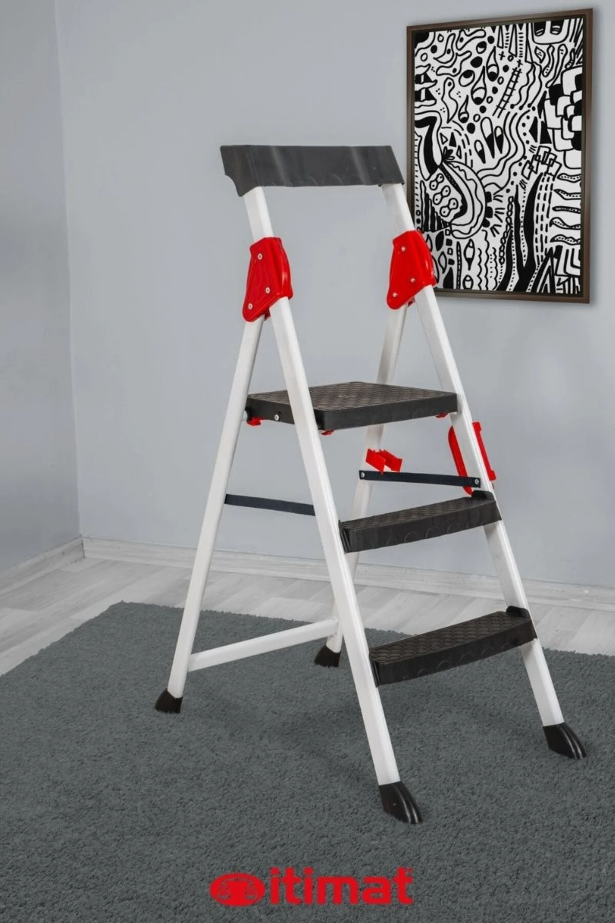 Extreme Kaliteli 2+1 Plastik Basamaklı Merdiven Hafif, Kolay Taşınabilir Ev Tipi, Mutfak ve İş