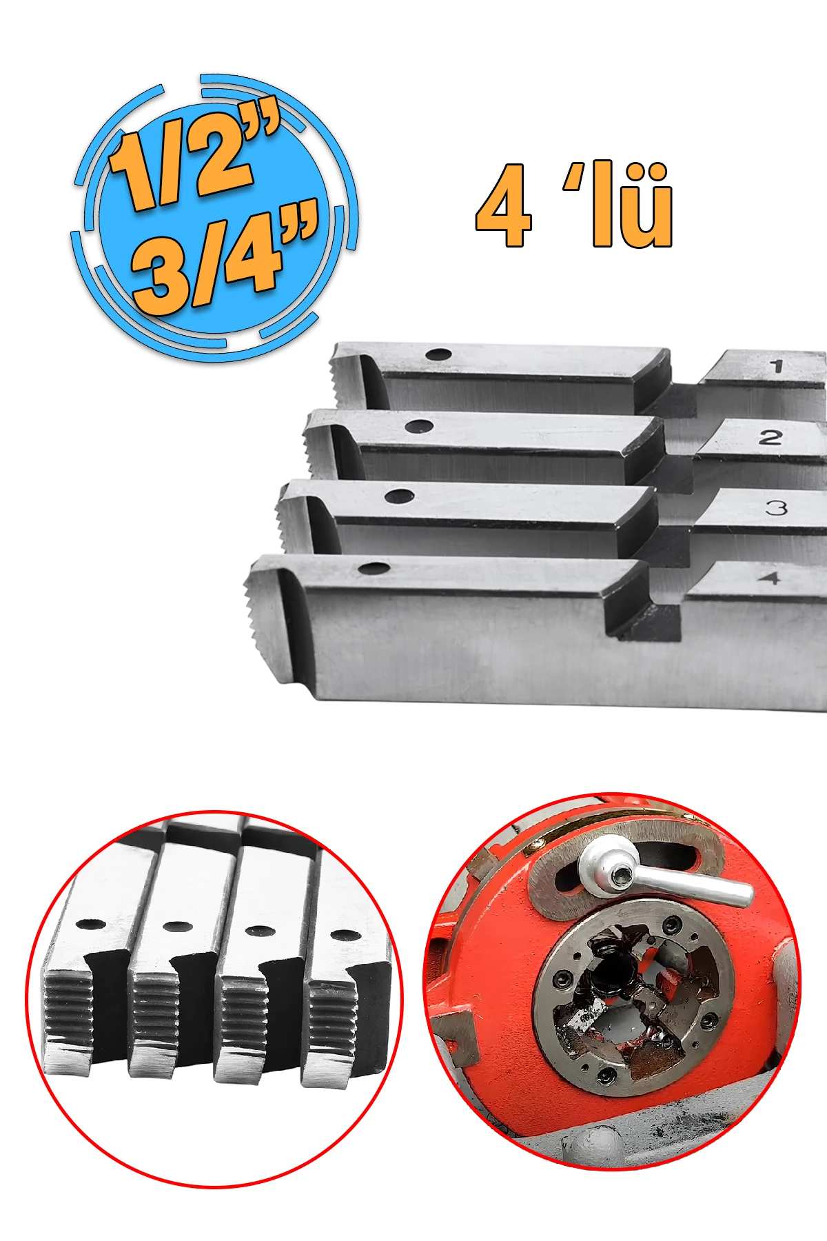 Metal Diş Açıcı  EX75011 EX75013 EX75015 Pafta Tarak Yedek Diş Açma Tarağı 1/2" - 3/4"