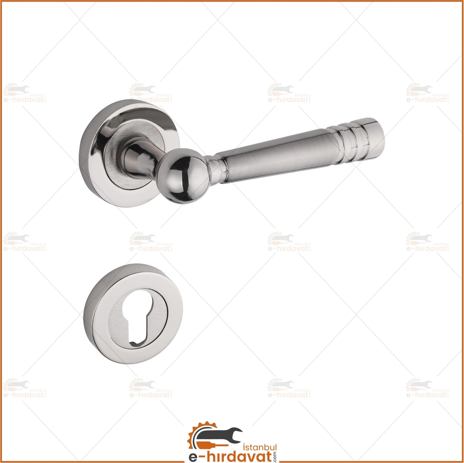 Osmanlı Nikel Saten Rozetli Yale Çelik Kapı Kolu Sağ El Ile Açılır Tek Yön 1 Adet