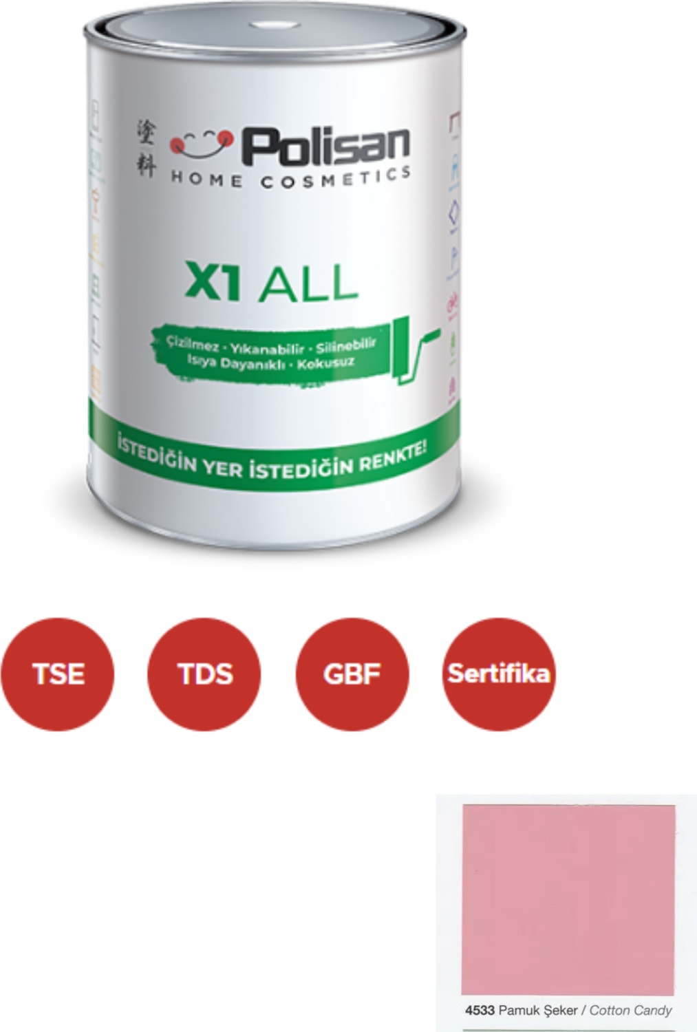 X1 All Dönüşüm Boyası 0,75 Lt Pamuk Şeker / 4533