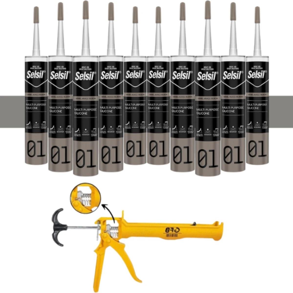 Ga Silikon 280 Gr. Alüminyum Gri (10 Adet),alüminyum Tabanca