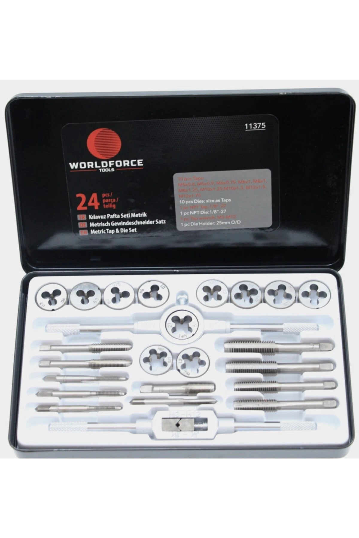 24 Parça Pafta Kılavuz Seti S2 Çelik Profesyonel Metrik