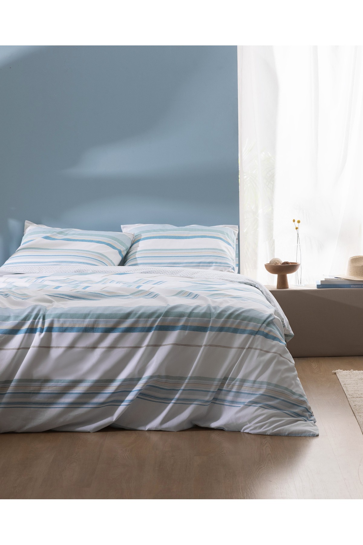 Sorel King Size %100 Pamuk Ranforce Baskılı Nevresim Takımı - Turkuaz