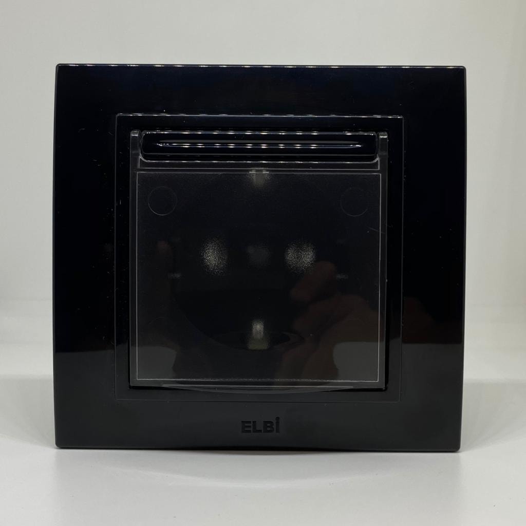 Zena Topraklı Priz Çerçeveli Kapaklı Siyah