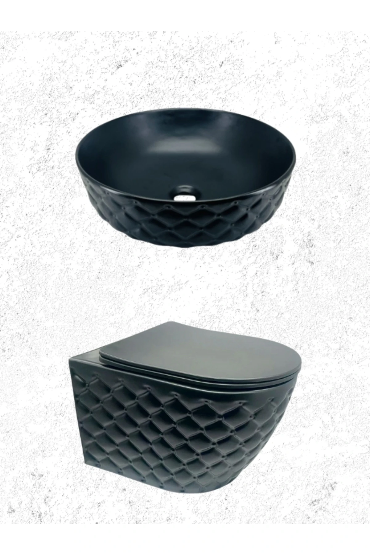 Yedi Yapı Siyah Çanak Lavabo + Klozet