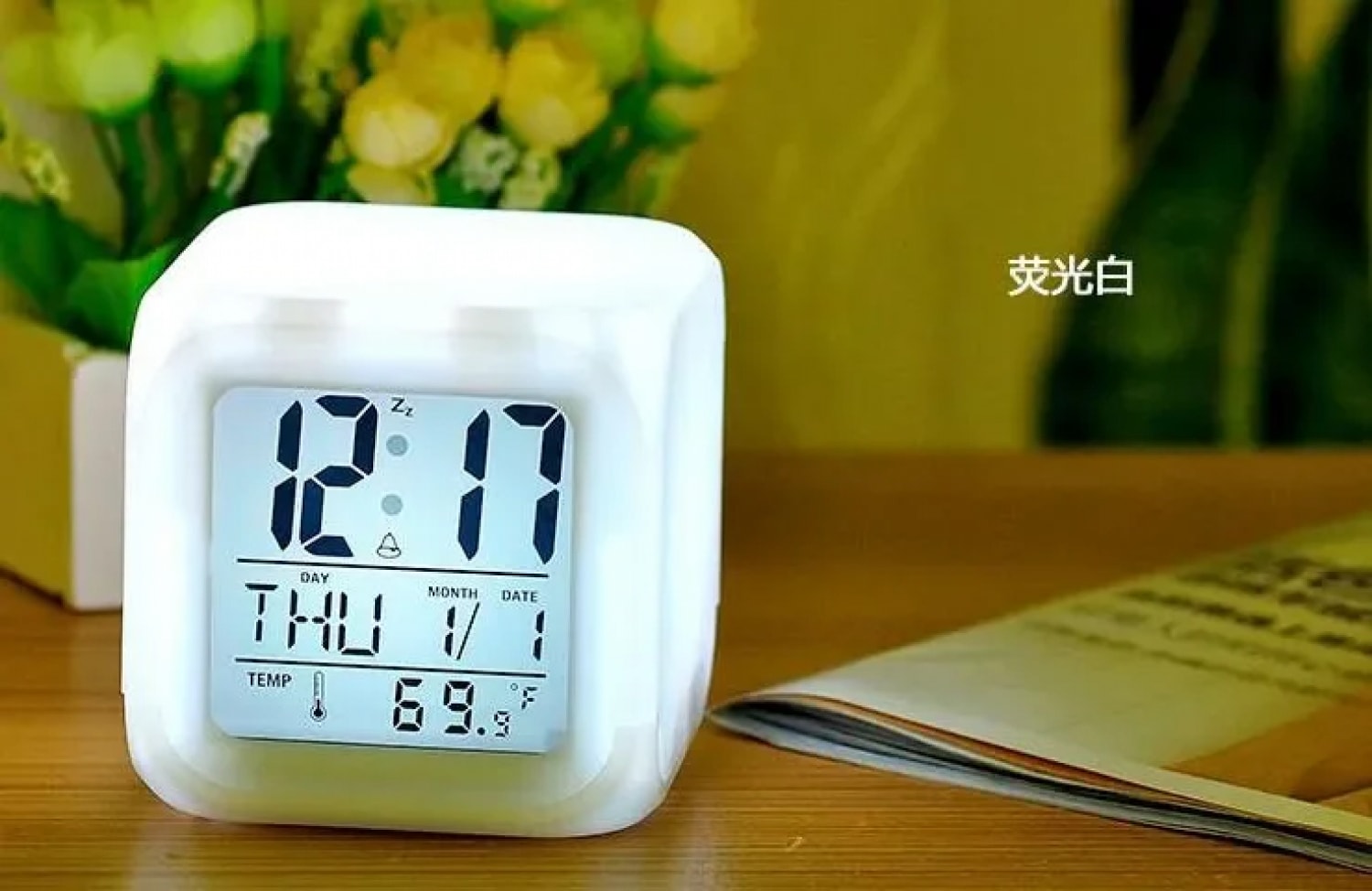 LED Dijital Renkli Masa Saati Alarm Termometre Tarih Masaüstü Saat (4887)