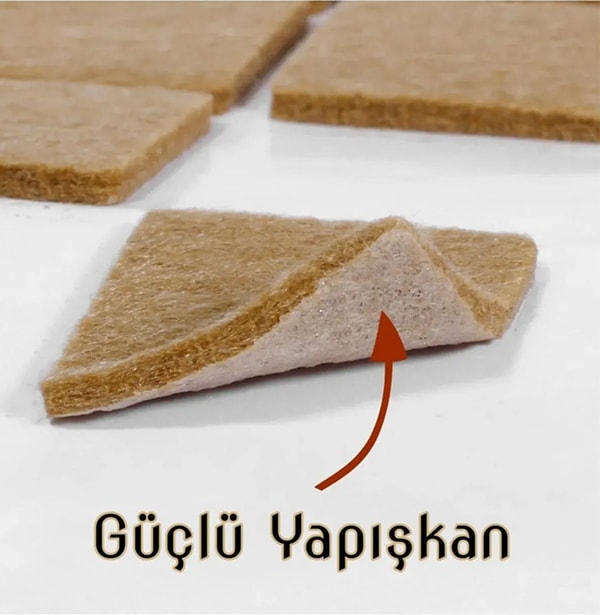 Yapışkanlı Sandalye, Masa, Koltuk Altı Parke Koruma Keçesi 3.5 cm x 5.5 cm 12 Adet Dikdörtgen Keçe