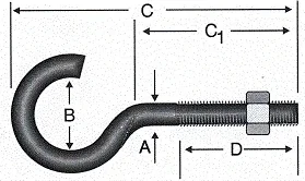 Açık Metrik Kanca M5 / 21X80 - 100 Adet