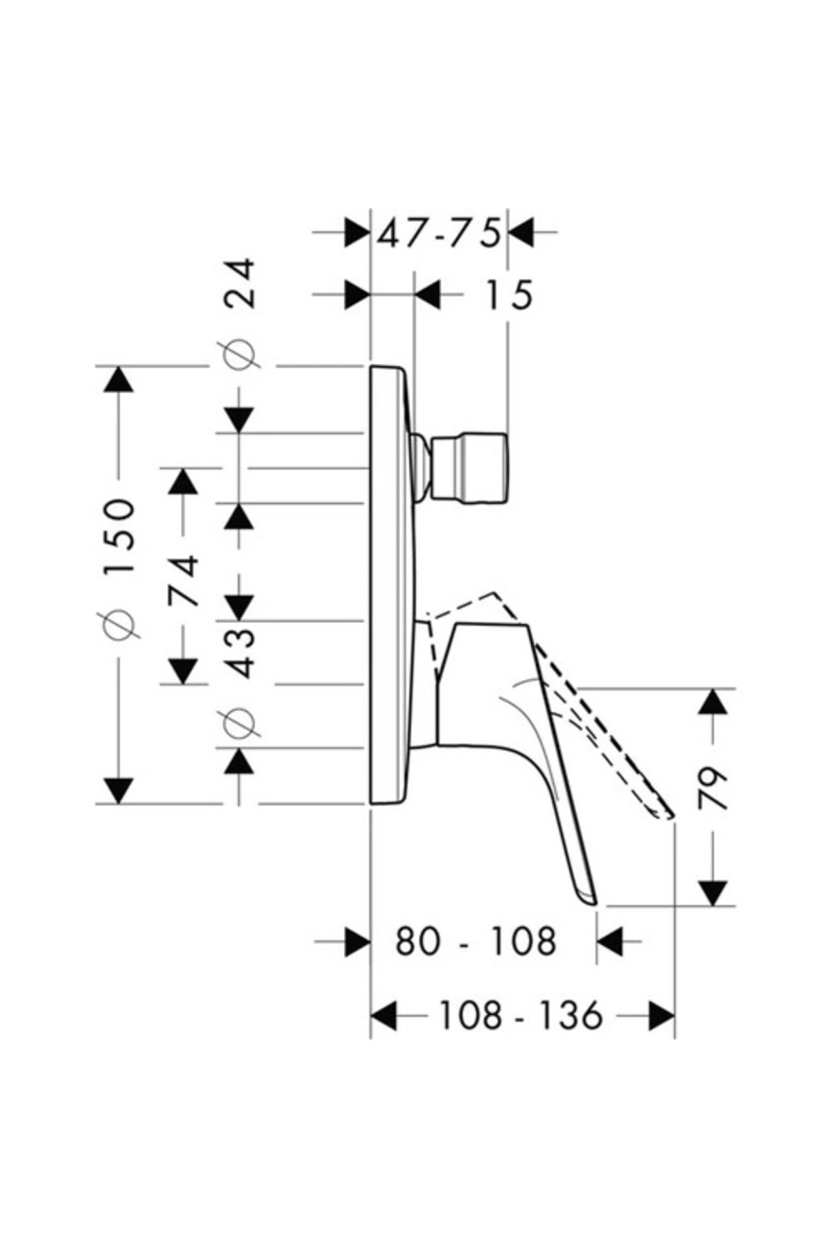 Focus E2 Tek Kollu Ankastre Banyo Bataryası - Krom 31945000