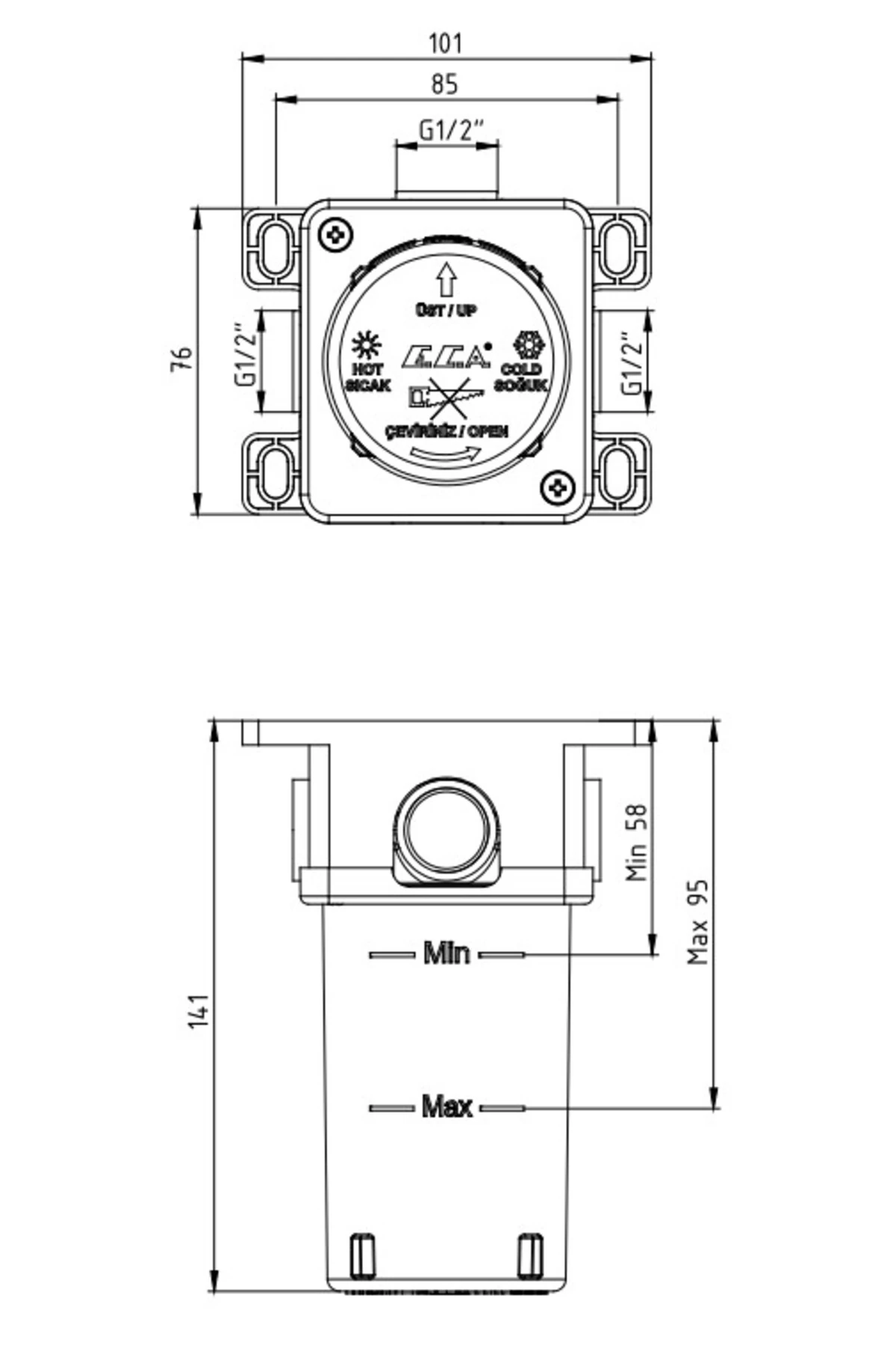 Myra Ankastre Duş Bataryası Sıva Altı Grubu Mat Beyaz 102166102C4