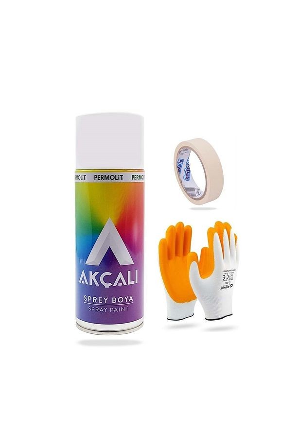 Düz Krom Sarı Sprey Boya 400 ml ve Eldiven + Bant