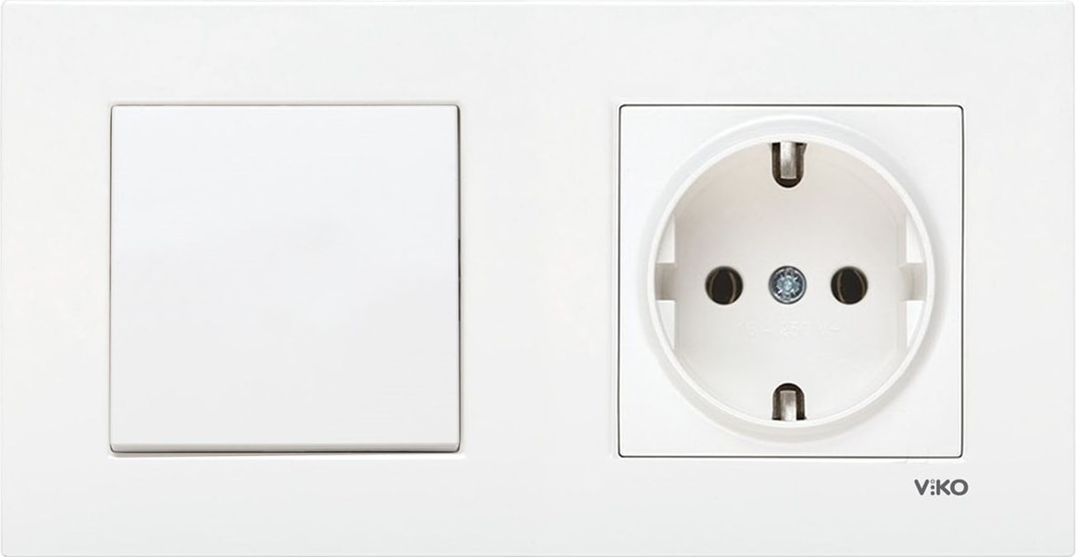 Karre Beyaz 2'li Set Anahtar ve Topraklı Priz Set