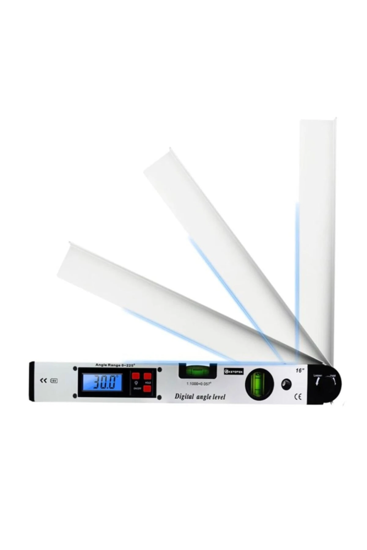 12471 Dijital Açı Ölçerli Su Terazisi 2 Sulu Marangoz Gönye 16"/40 Cm