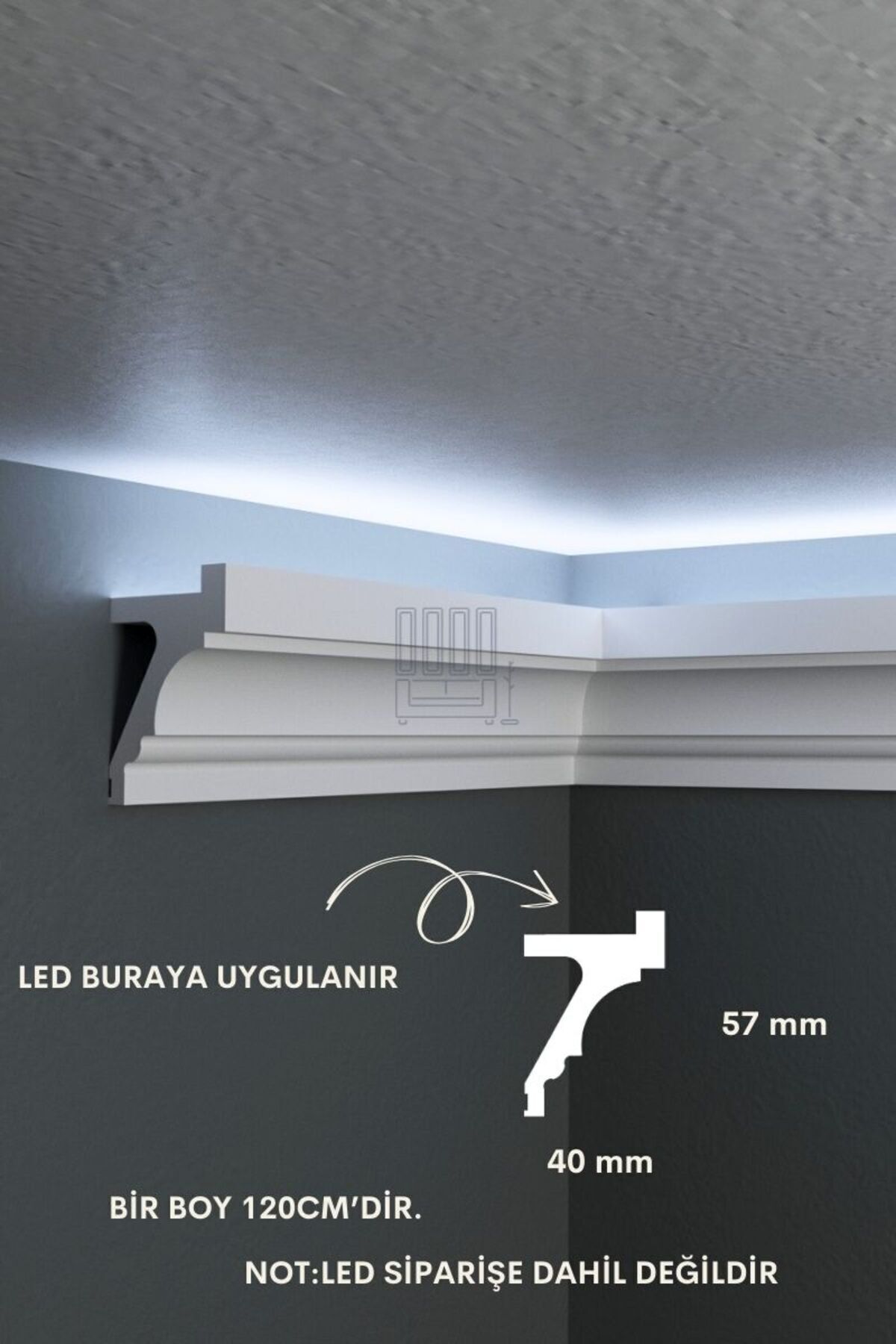 Ledli Kartonpiyer, Polimer Dayanıklı Tavan Duvar Aydınlatma, Modern Ev Oda Dekorasyonu Adet 120cm