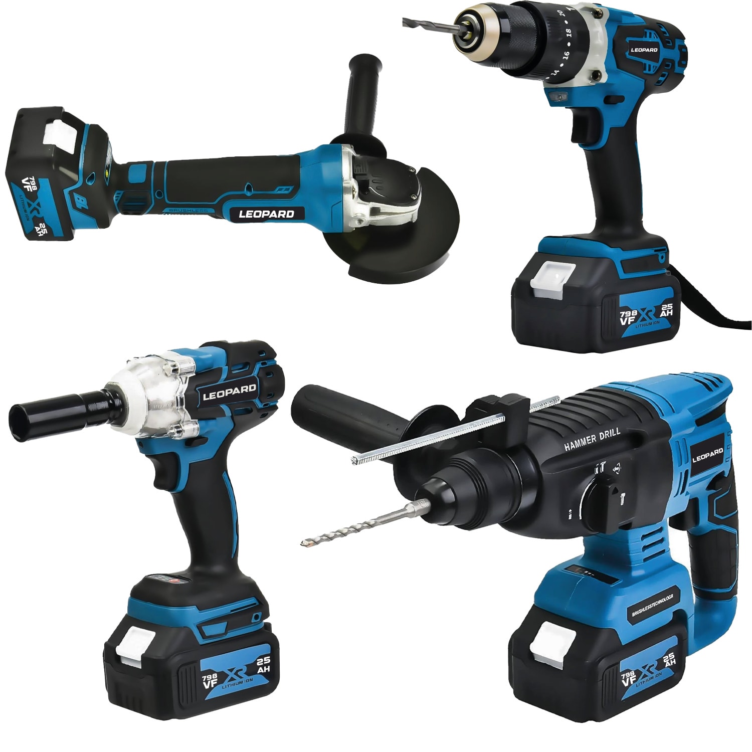 Alman 798 Vf Profesyonel 4 Lü Set Şarjlı Hilti - Spral Taşlama - Somun Sıkma- Darbeli Vidalama