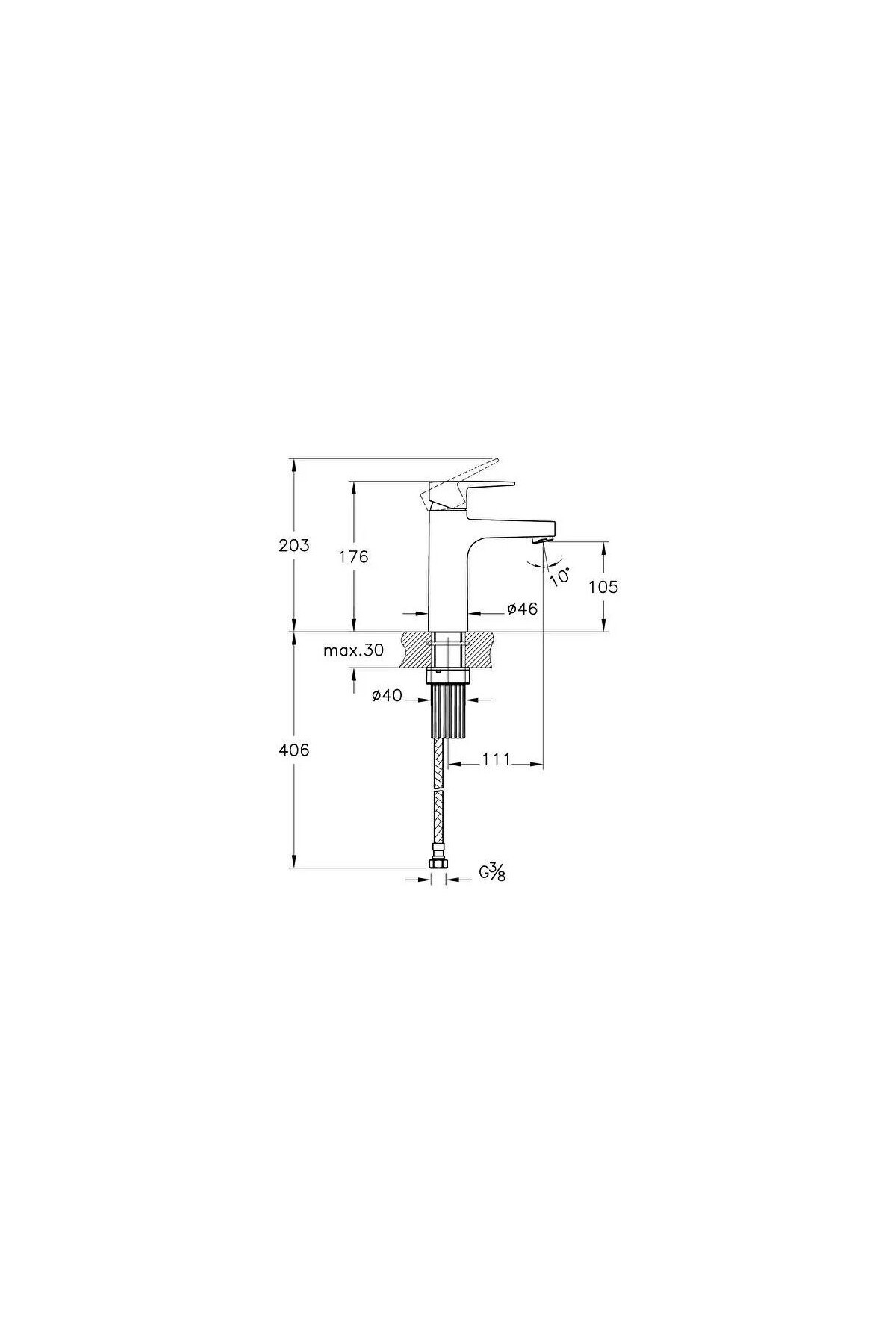 A42938 Flow Sq Lavabo Bat. Yüksek,Krom