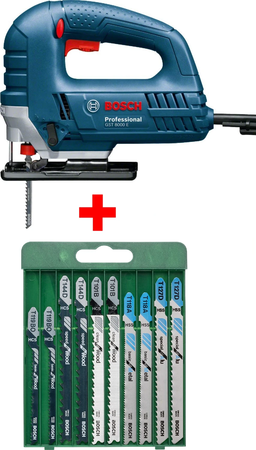 Professional Gst 8000 E Dekupaj Testere Dekopaj + 10 Parça Metal Ahşap Karışık Testere Bıçağı