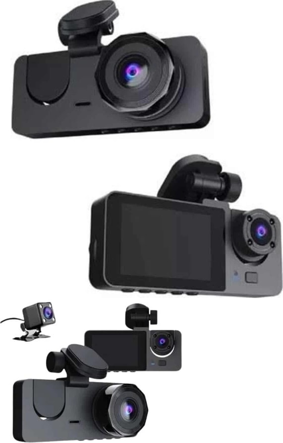 Yol Kayıt Araç Kamerası Hd Dvr 3 Kameralı 2.0in Ekranlı Ön Iç Arka