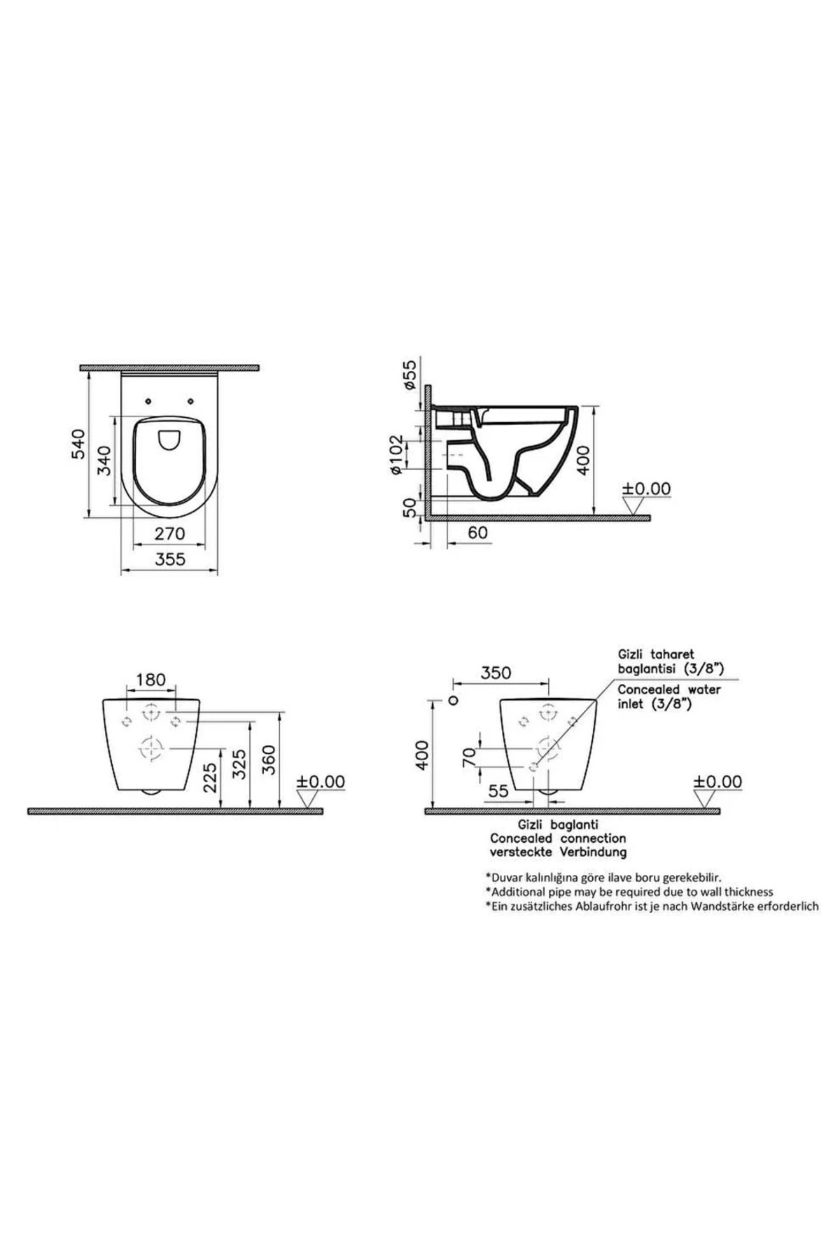 S60 Kanalsız Asma Klozet + Slim Duroplast Kapak