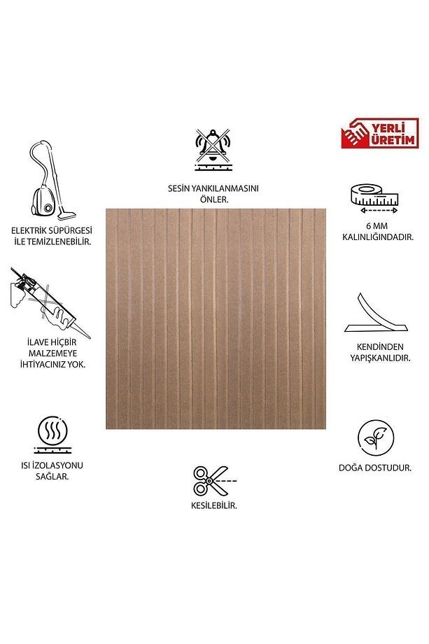 Akustik Ve Dekoratif Lambiri Desenli Keçe Panel 45x90 Cm / 2 Adet / 0,81 M²