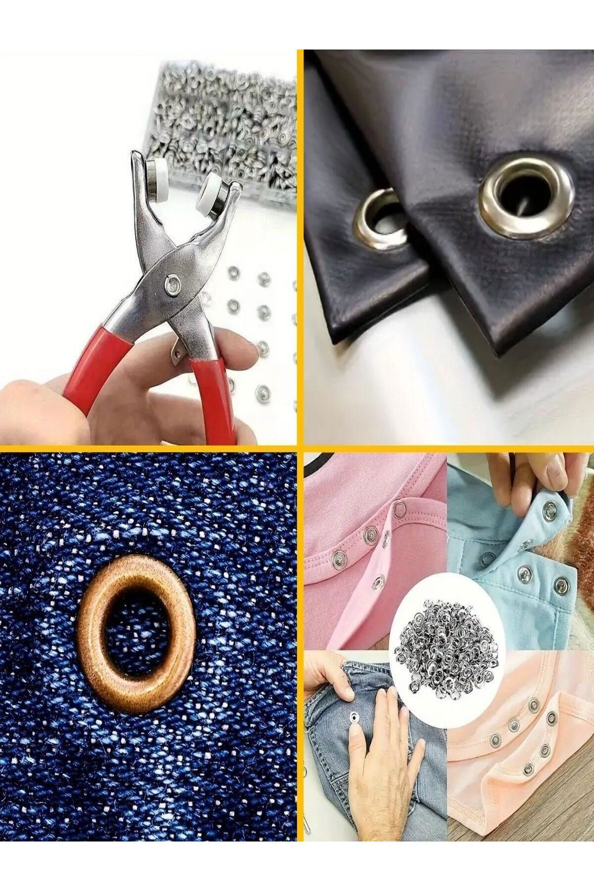 200 adet Paslanmaz Çelik Çıtçıt ve Pense Seti Metal Çıt Çıt Makinesi