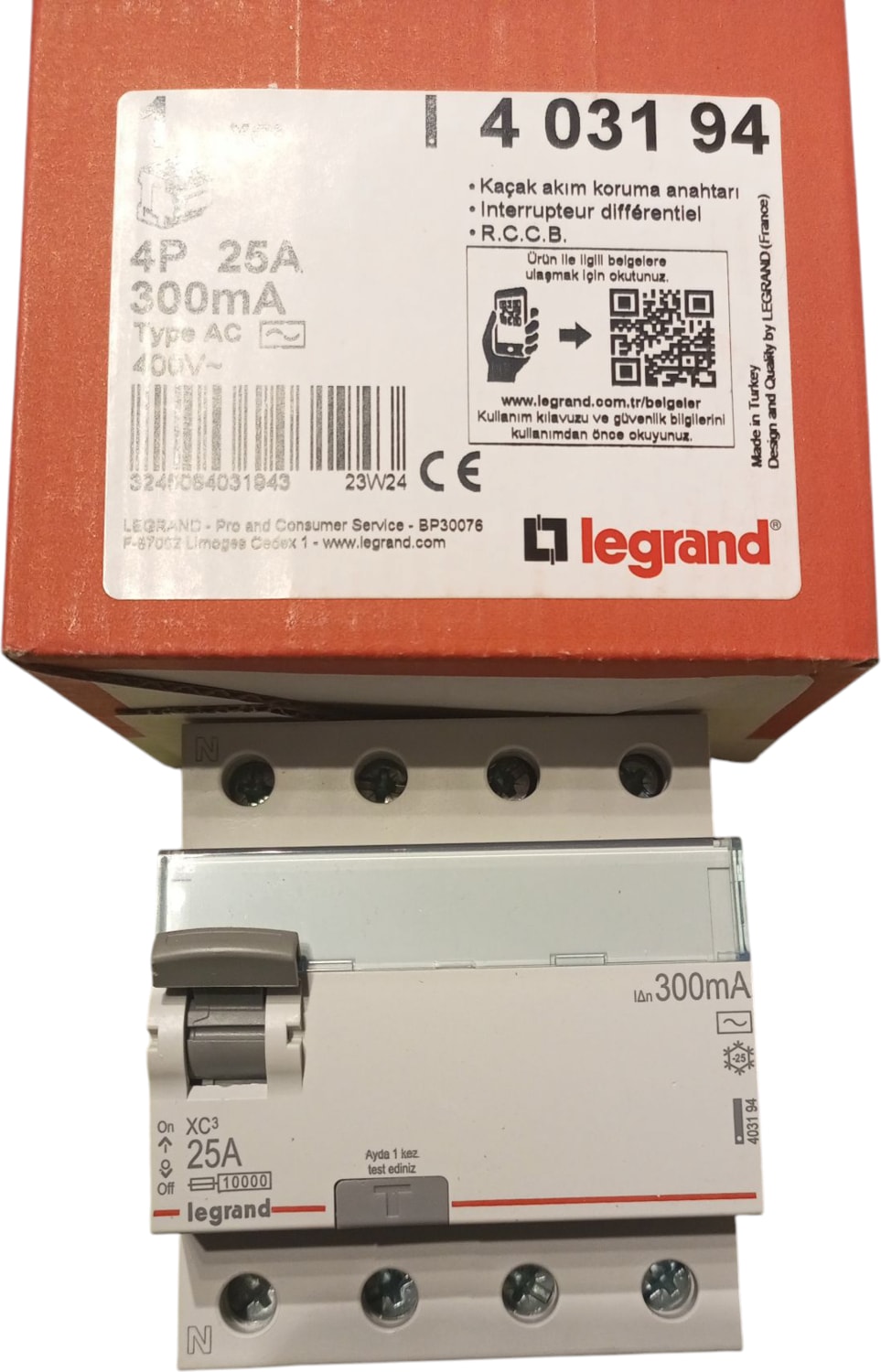 Yangın Korumalı Kaçak Akım 4p 25A 300MA Ac Tipi 400V~